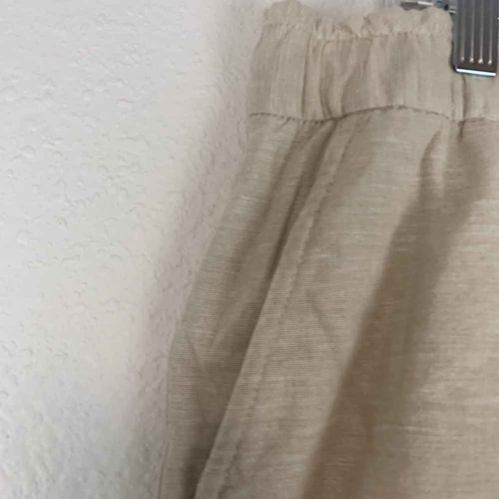 Gap Shorts Womens Large Linen Blend Pull-On Khaki Sand Beach Coastal High Waist - Picture 3 of 10